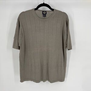 Dockers Ribbed Silk Blend Short Sleeve Sweater Knit Crewneck Minimalist Large
